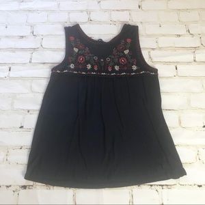 Navy blue embroidered sleeveless top size medium